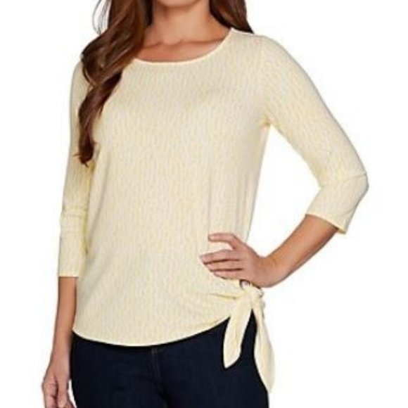 Belle By Kim Gravel Tops - Belle By Kim Gravel Pebble Printed Side Tie Top